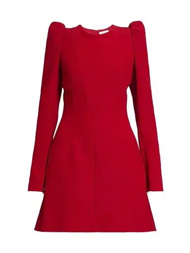 McQueen Women's Leaf Crepe Minidress - Crimson | Thumbnail 1 McQueen Women's Leaf Crepe Minidress - Crimson | Thumbnail 1