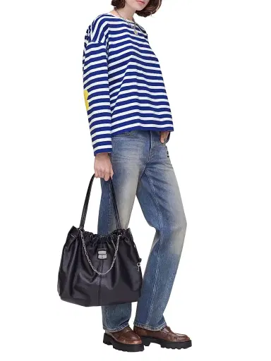Marc Jacobs Women's Daisy Striped Cotton Oversized T-Shirt - Pansy White | Thumbnail 2