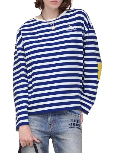 Marc Jacobs Women's Daisy Striped Cotton Oversized T-Shirt - Pansy White | Thumbnail 4