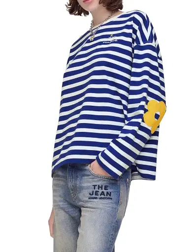 Marc Jacobs Women's Daisy Striped Cotton Oversized T-Shirt - Pansy White | Thumbnail 5
