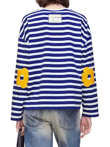 Marc Jacobs Women's Daisy Striped Cotton Oversized T-Shirt - Pansy White | Thumbnail 6