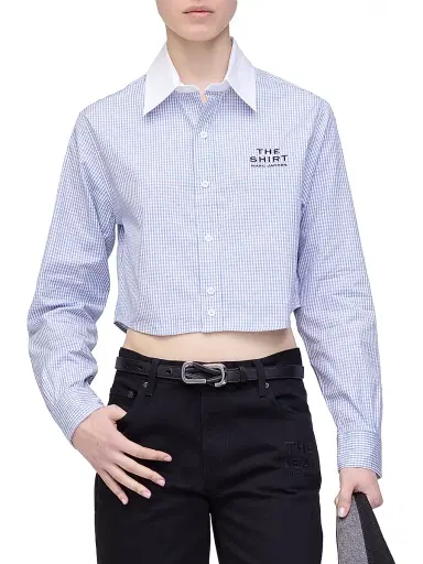 Marc Jacobs Women's The Cropped Plaid Cotton Shirt - Blue Multi - Size Medium | Thumbnail 3 Marc Jacobs Women's The Cropped Plaid Cotton Shirt - Blue Multi - Size Medium | Thumbnail 3