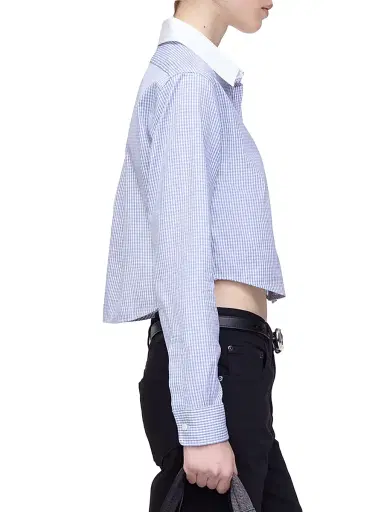 Marc Jacobs Women's The Cropped Plaid Cotton Shirt - Blue Multi - Size Medium | Thumbnail 4 Marc Jacobs Women's The Cropped Plaid Cotton Shirt - Blue Multi - Size Medium | Thumbnail 4