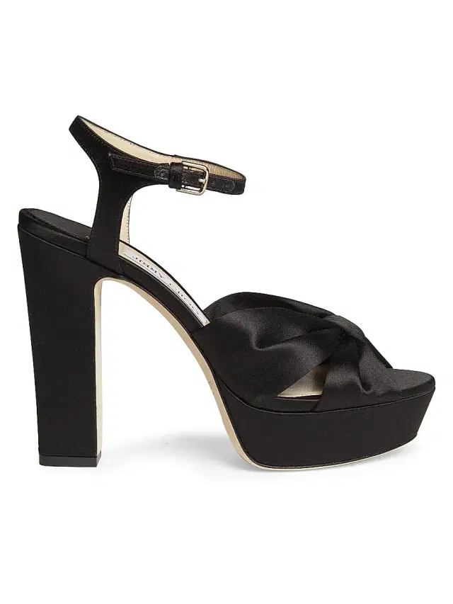 Jimmy Choo Women's Heloise 0MM Satin Platform Sandals - Black