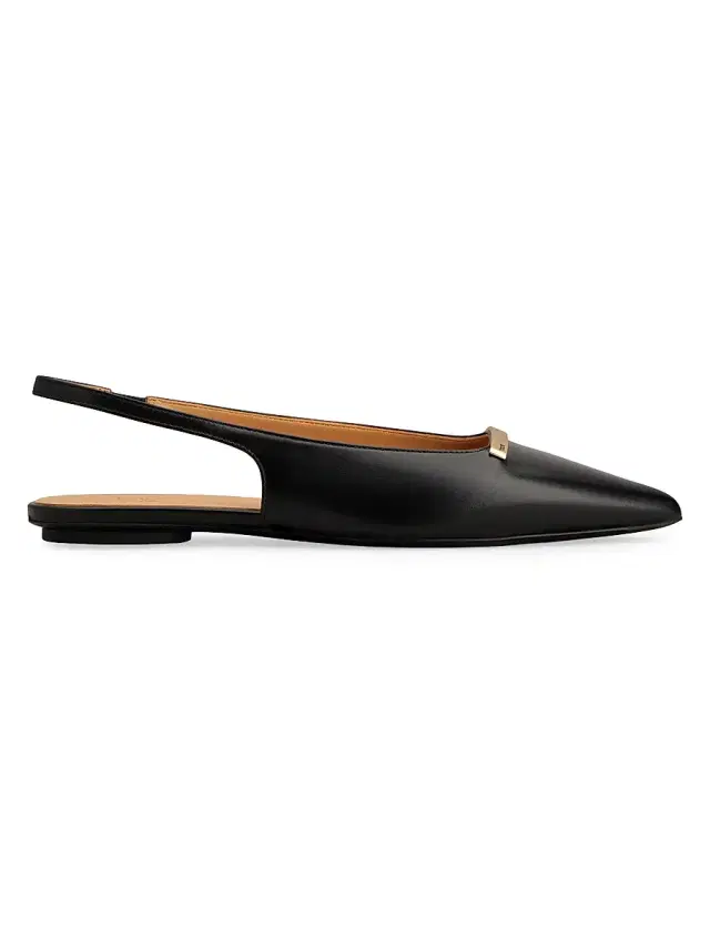 Tod's Women's Cuoio Leather Slingback Ballerina Flats - Nero
