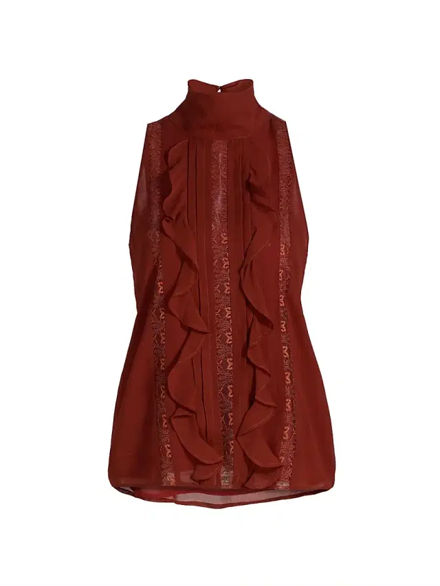Women's Christine Ruffled Silk Top - Amber