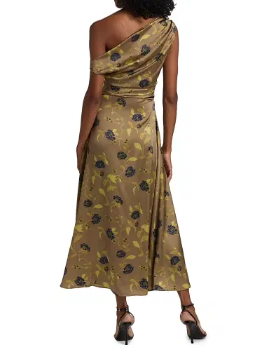 Staud Women's Phare Asymmetric Floral Silk Midi-Dress | Thumbnail 5