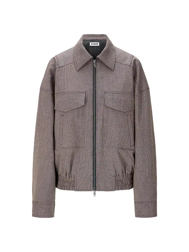 Staud Women's Eugene Houndstooth Zip-Up Jacket - Houndstooth