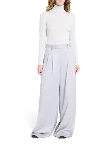 TWP Women's Rib-Knit Wool Turtleneck - White Heather Grey - Size XL | Thumbnail 2 TWP Women's Rib-Knit Wool Turtleneck - White Heather Grey - Size XL | Thumbnail 2