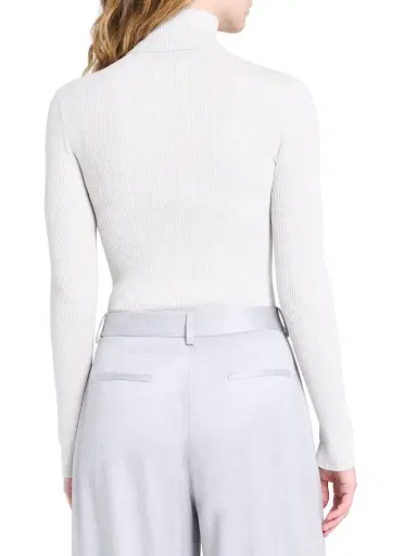 TWP Women's Rib-Knit Wool Turtleneck - White Heather Grey - Size XL | Thumbnail 5 TWP Women's Rib-Knit Wool Turtleneck - White Heather Grey - Size XL | Thumbnail 5