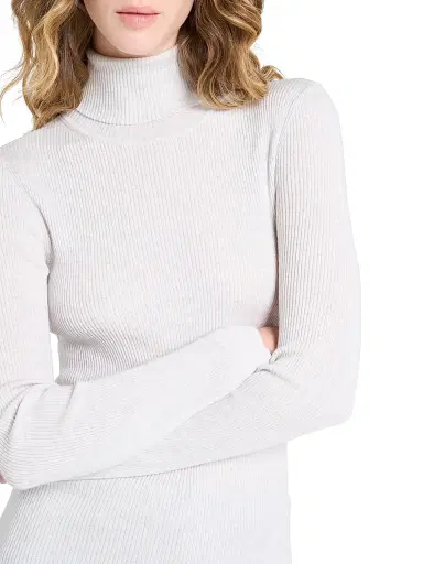 TWP Women's Rib-Knit Wool Turtleneck - White Heather Grey - Size XL | Thumbnail 6 TWP Women's Rib-Knit Wool Turtleneck - White Heather Grey - Size XL | Thumbnail 6