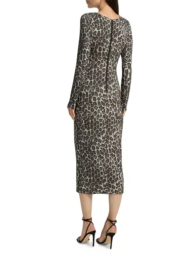 Milly Women's Leopard Print Jersey Midi-Dress - Grey Multi | Thumbnail 5