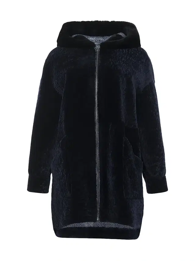 Women's Reversible Select Shearling Lamb Parka - Navy