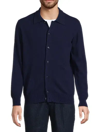Sartorio Napoli Men's Wool-Blend Spread-Collar Cardigan | Thumbnail 3