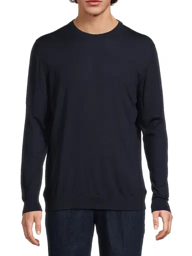 Sartorio Napoli Men's Wool Crewneck Sweater - Dark Blue - Size XXL | Thumbnail 3