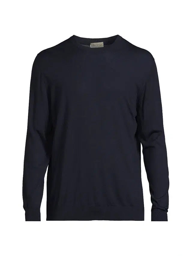 Men's Wool Crewneck Sweater - Dark Blue