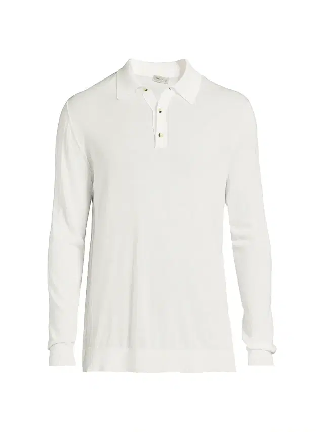 Sartorio Napoli Men's Wool Long-Sleeve Polo Shirt - White