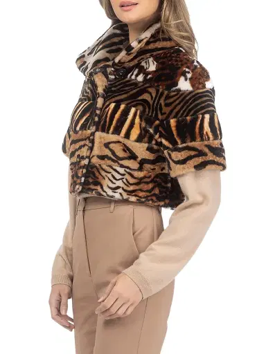 Gorski Women's Merino Shearling Lamb Bolero - Africa Print - Size Large | Thumbnail 3 Gorski Women's Merino Shearling Lamb Bolero - Africa Print - Size Large | Thumbnail 3