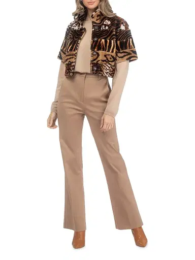 Gorski Women's Merino Shearling Lamb Bolero - Africa Print - Size Large | Thumbnail 5 Gorski Women's Merino Shearling Lamb Bolero - Africa Print - Size Large | Thumbnail 5