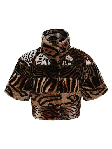 Gorski Women's Merino Shearling Lamb Bolero - Africa Print - Size Large | Thumbnail 1 Gorski Women's Merino Shearling Lamb Bolero - Africa Print - Size Large | Thumbnail 1