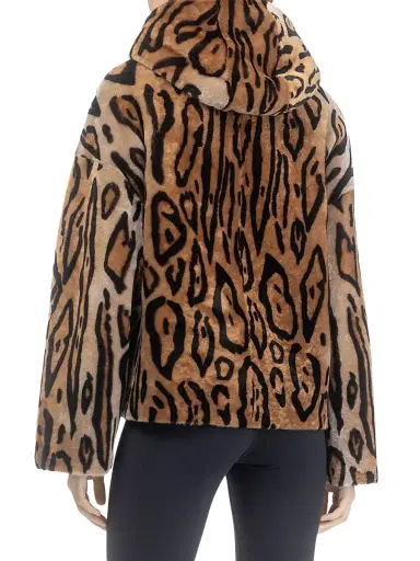 Gorski Women's Reversible Select Shearling Lamb Hooded Jacket - Ocelo Print - Size Large | Thumbnail 4 Gorski Women's Reversible Select Shearling Lamb Hooded Jacket - Ocelo Print - Size Large | Thumbnail 4