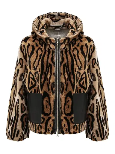 Gorski Women's Reversible Select Shearling Lamb Hooded Jacket - Ocelo Print - Size Large | Thumbnail 1 Gorski Women's Reversible Select Shearling Lamb Hooded Jacket - Ocelo Print - Size Large | Thumbnail 1