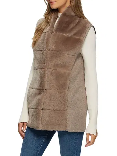Gorski Women's Reversible Select Shearling Lamb Vest - Taupe - Size Large | Thumbnail 2 Gorski Women's Reversible Select Shearling Lamb Vest - Taupe - Size Large | Thumbnail 2