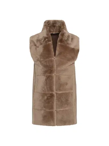 Gorski Women's Reversible Select Shearling Lamb Vest - Taupe - Size Large | Thumbnail 1 Gorski Women's Reversible Select Shearling Lamb Vest - Taupe - Size Large | Thumbnail 1
