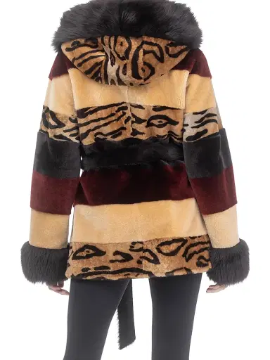 Gorski Women's Shearling Lamb Parka with Merinillo Shearling Lamb Hood Trim & Cuffs, Belt | Thumbnail 4