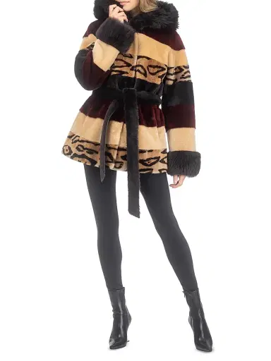Gorski Women's Shearling Lamb Parka with Merinillo Shearling Lamb Hood Trim & Cuffs, Belt | Thumbnail 5