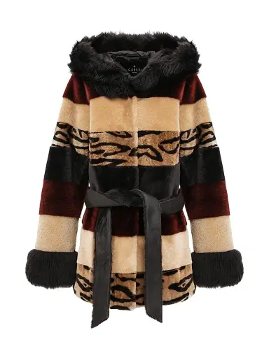 Gorski Women's Shearling Lamb Parka with Merinillo Shearling Lamb Hood Trim & Cuffs, Belt | Thumbnail 1