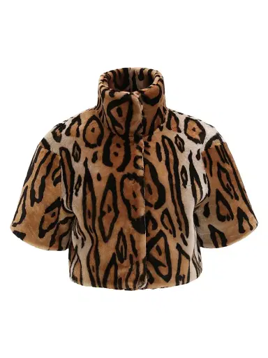 Gorski Women's Select Shearling Lamb Bolero with Cropped Sleeves - Ocelo Print - Size Large | Thumbnail 1 Gorski Women's Select Shearling Lamb Bolero with Cropped Sleeves - Ocelo Print - Size Large | Thumbnail 1