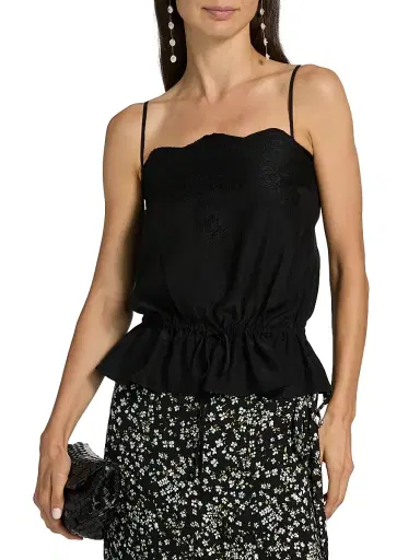 Reformation Women's Silvia Silk Lace-Trimmed Top - Black | Thumbnail 3 Reformation Women's Silvia Silk Lace-Trimmed Top - Black | Thumbnail 3