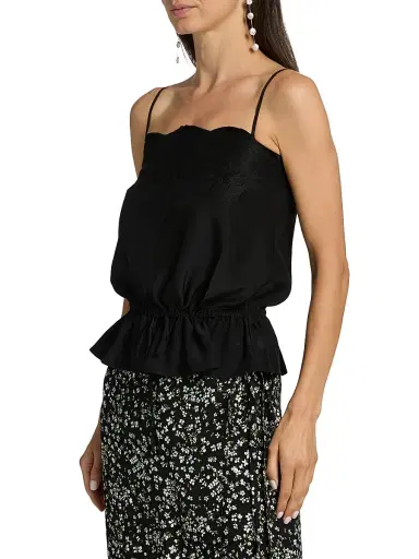 Reformation Women's Silvia Silk Lace-Trimmed Top - Black | Thumbnail 4 Reformation Women's Silvia Silk Lace-Trimmed Top - Black | Thumbnail 4