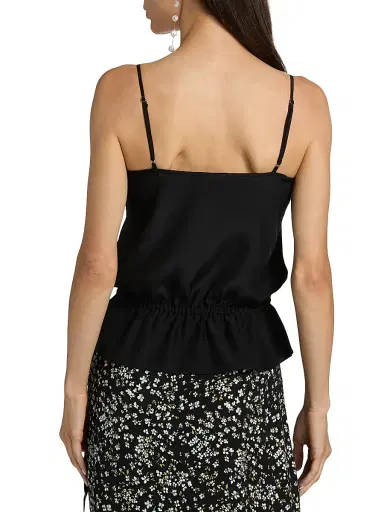 Reformation Women's Silvia Silk Lace-Trimmed Top - Black | Thumbnail 5 Reformation Women's Silvia Silk Lace-Trimmed Top - Black | Thumbnail 5