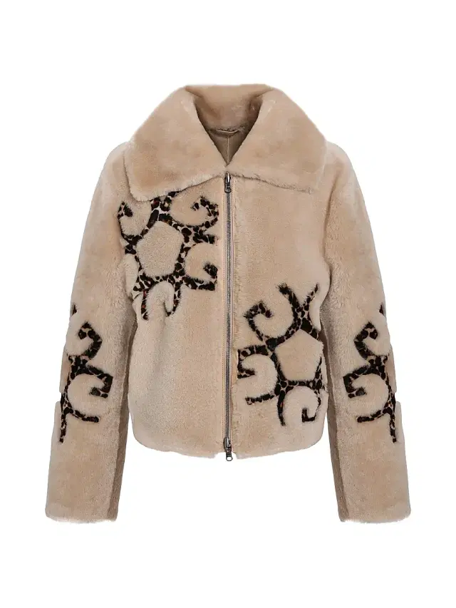 Gorski Women's Reversible Shearling Lamb Jacket with Insignia Intarsia - Palomino - Size Medium