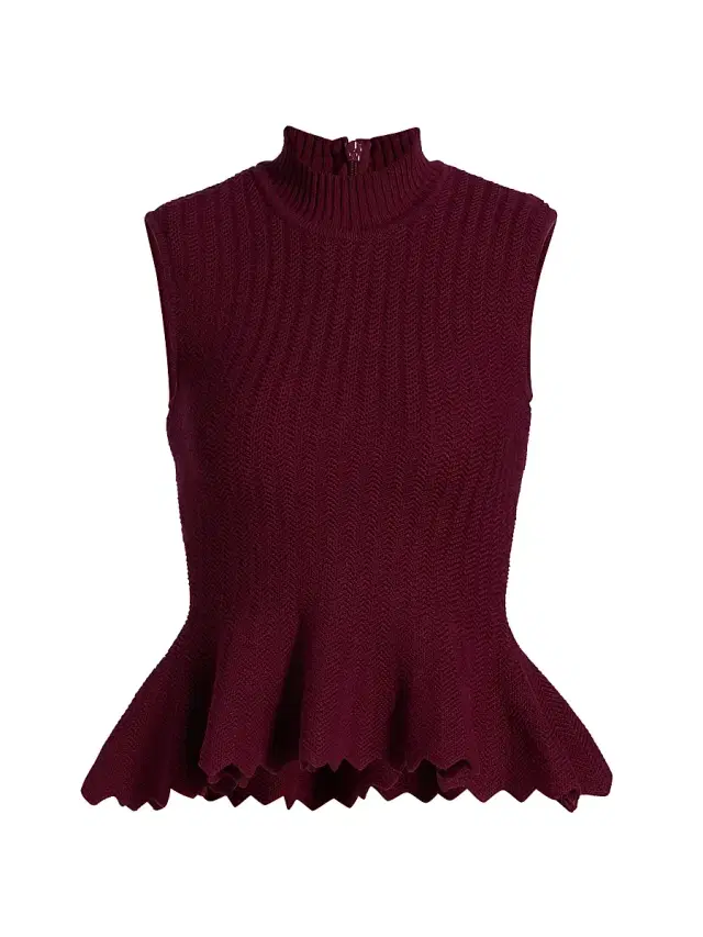 AKNVAS Women's Naja Cotton Knit Peplum Top - Bordeaux