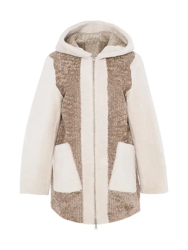 Gorski Women's Reversible Shearling Lamb Zip Parka - Sand