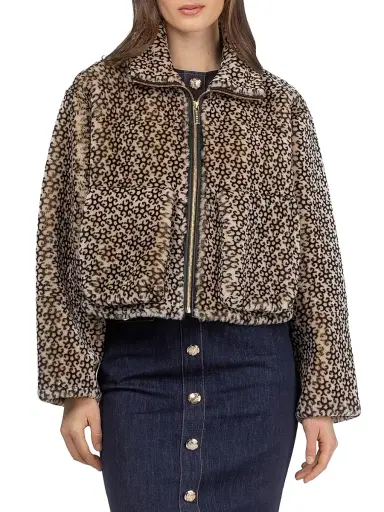 Gorski Women's Select Shearling Lamb Insignia Zip Jacket - Beige Black Insignia - Size Medium | Thumbnail 2