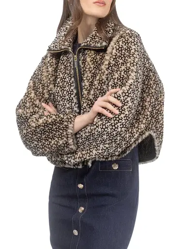 Gorski Women's Select Shearling Lamb Insignia Zip Jacket - Beige Black Insignia - Size Medium | Thumbnail 3