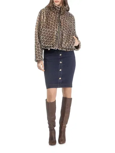 Gorski Women's Select Shearling Lamb Insignia Zip Jacket - Beige Black Insignia - Size Medium | Thumbnail 5