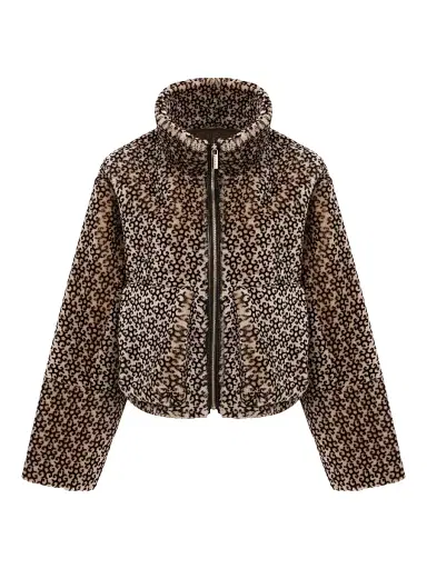 Gorski Women's Select Shearling Lamb Insignia Zip Jacket - Beige Black Insignia - Size Medium | Thumbnail 1