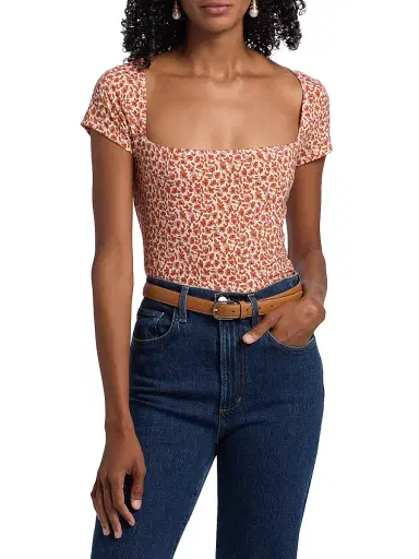 Reformation Women's Bardot Floral Square Neck Top - Mulberry - Size Medium | Thumbnail 3 Reformation Women's Bardot Floral Square Neck Top - Mulberry - Size Medium | Thumbnail 3