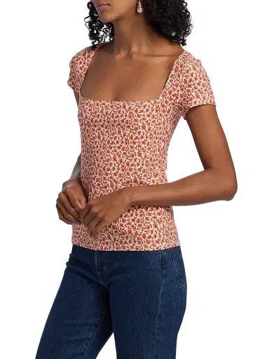 Reformation Women's Bardot Floral Square Neck Top - Mulberry - Size Medium | Thumbnail 4 Reformation Women's Bardot Floral Square Neck Top - Mulberry - Size Medium | Thumbnail 4