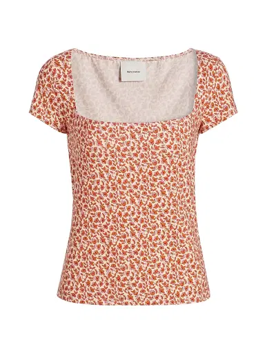 Reformation Women's Bardot Floral Square Neck Top - Mulberry - Size Medium | Thumbnail 1 Reformation Women's Bardot Floral Square Neck Top - Mulberry - Size Medium | Thumbnail 1