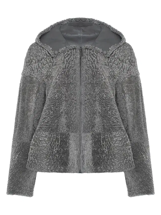 Gorski Women's Reversible New Zealand Shearling Lamb Zip Parka