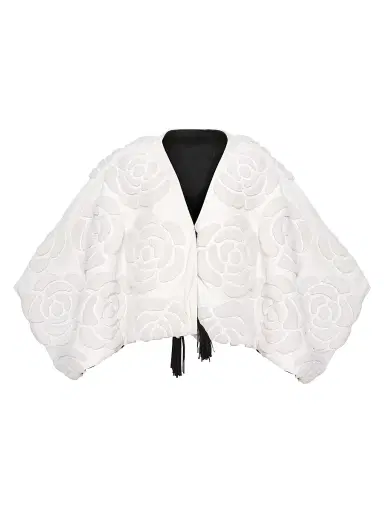 Gorski Women's Lamb Floral Embroidered Jacket - White - Size Medium | Thumbnail 1 Gorski Women's Lamb Floral Embroidered Jacket - White - Size Medium | Thumbnail 1