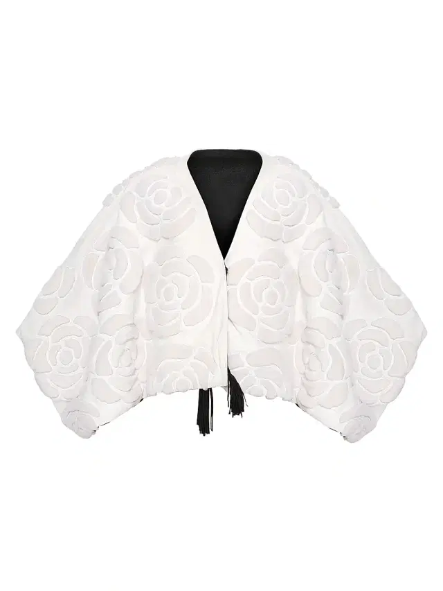 Gorski Women's Lamb Floral Embroidered Jacket - White - Size Medium