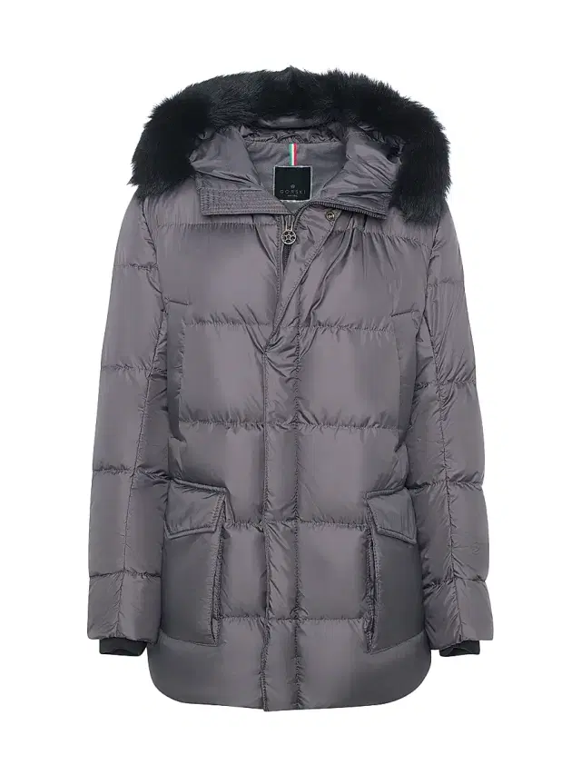 Gorski Men's Apres-Ski Jacket with Detachable Toscana Lamb Hood Trim - Anthracite