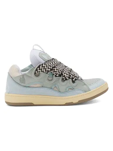 Lanvin Men's Leather Curb Sneakers - Pale Blue - Size 6 | Thumbnail 1 Lanvin Men's Leather Curb Sneakers - Pale Blue - Size 6 | Thumbnail 1